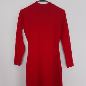 KELLY HARPER PETITE RED MOCK TURTLENECK KNIT DRESS